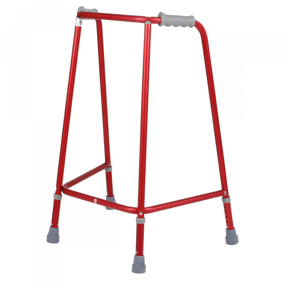 Days Red Adjustable Height Walking Frame No Wheels Small 091553775